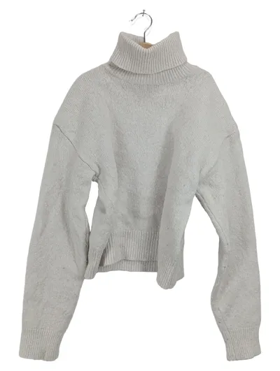 MANGO Rollkragen Pullover Damen Gr. 36 S Beige Strick Wolle Alpaka Casual Winter