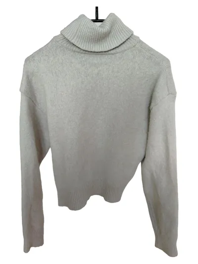 MANGO Rollkragen Pullover Damen Gr. 36 S Beige Strick Wolle Alpaka Casual Winter