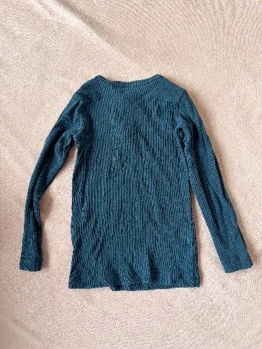 NAME IT Langarmshirt Henley Jungen Gr. 104 Petrol Rippstrick Baumwolle