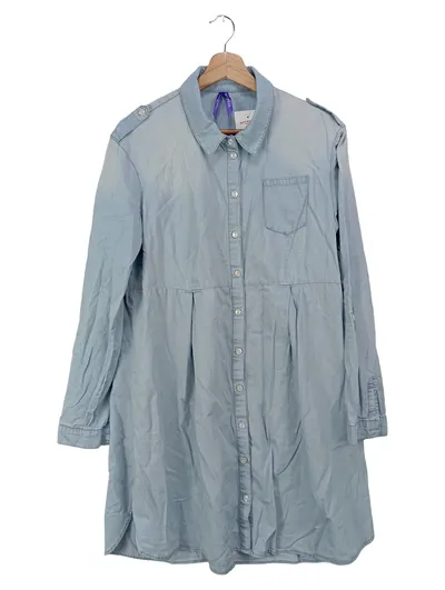 Seraphine Damen Umstandskleid Gr. 40 L Blau Hemdblusenkleid Baumwolle
