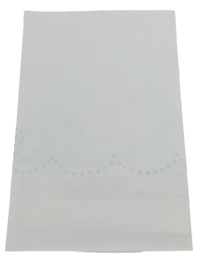 KRONE Kinder Bettwäsche Set Weiß Baumwolle Uni Lochmuster 80x77 cm