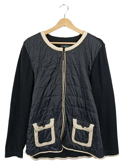 Via Appia Damen Steppjacke Gr. 94 Schwarz Beige Strick Ärmel Casual