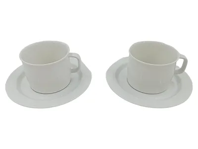 THOMAS PORZELLAN Tasse Unterteller Set 2 Gedecke Weiß Klassisch Minimalistisch