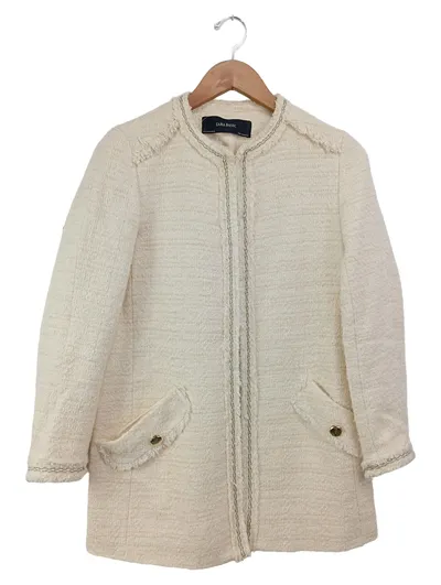 ZARA Leichter Mantel Damen 36/S Beige Klassisch Strukturmuster