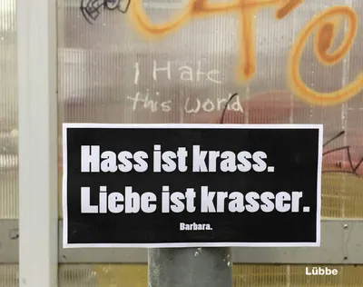 Lübbe Stickerbuch Hass ist krass Liebe ist krasser Zitat Barbara