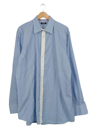 Walbusch Extraglatt Herren Business Hemd Langarm Gr. 45 Hellblau Weiß