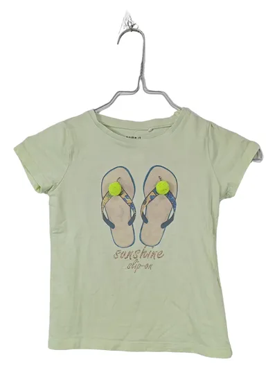 name it Kinder T-Shirt Gr. 98 Baumwolle Kurzarm Tiermotiv Applikation Grün