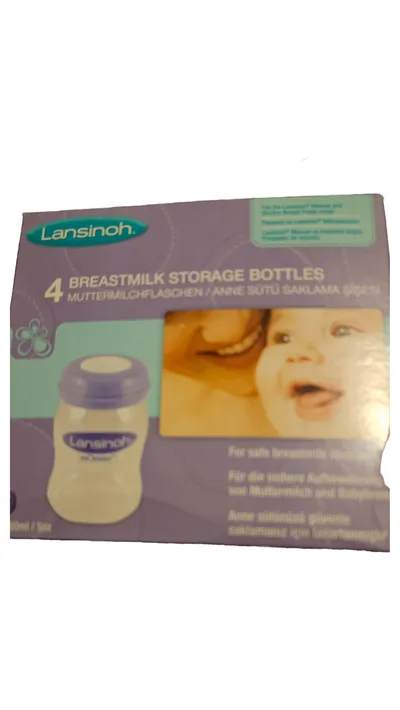 Lansinoh Nuckelflaschen Set 4x 180ml Muttermilchflaschen Kunststoff Lila