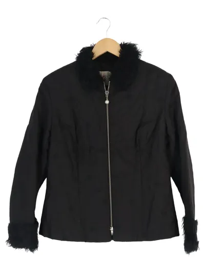 BASSET Damen Steppjacke Gr. 38/M Schwarz Elegant Fellbesatz