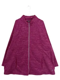 Ulla Popken Damen Fleecejacke Gr. 54/56 Pink Meliert Reißverschluss 1