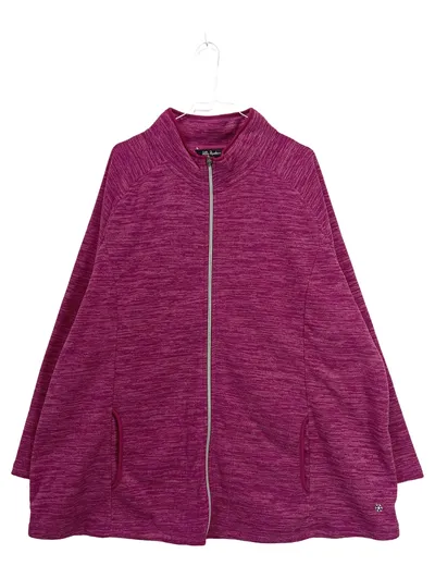Ulla Popken Damen Fleecejacke Gr. 54/56 Pink Meliert Reißverschluss