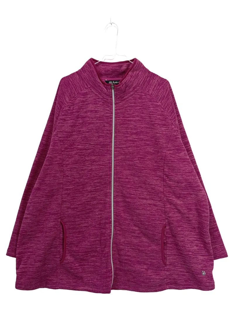 Ulla Popken Damen Fleecejacke Gr. 54/56 Pink Meliert Reißverschluss 1