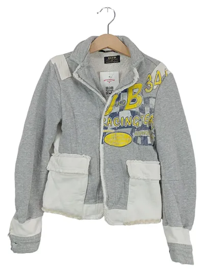 RARE LONDON Kinder Sweatjacke Gr. 128 Grau Streetwear Sportlich Schriftzug