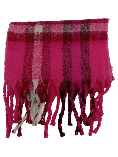 Street One Damen Schal kariert Pink Fransen Winterschal 200cm