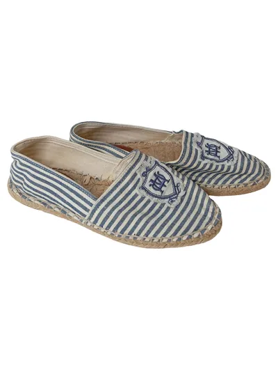 Massimo Dutti Espadrilles Slipper Schuhe Damen 36 Blau Gestreift Maritim Logo
