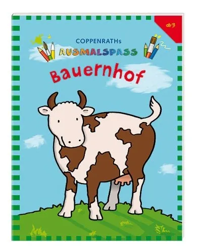 Coppenrath Ausmalspass Bauernhof Activity Buch Kuh Kinder Malbuch Papier