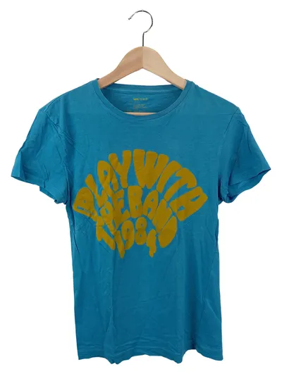 GAS T-Shirt Herren Blau Gr. 44/XS Baumwolle Schriftzug Casual Streetwear
