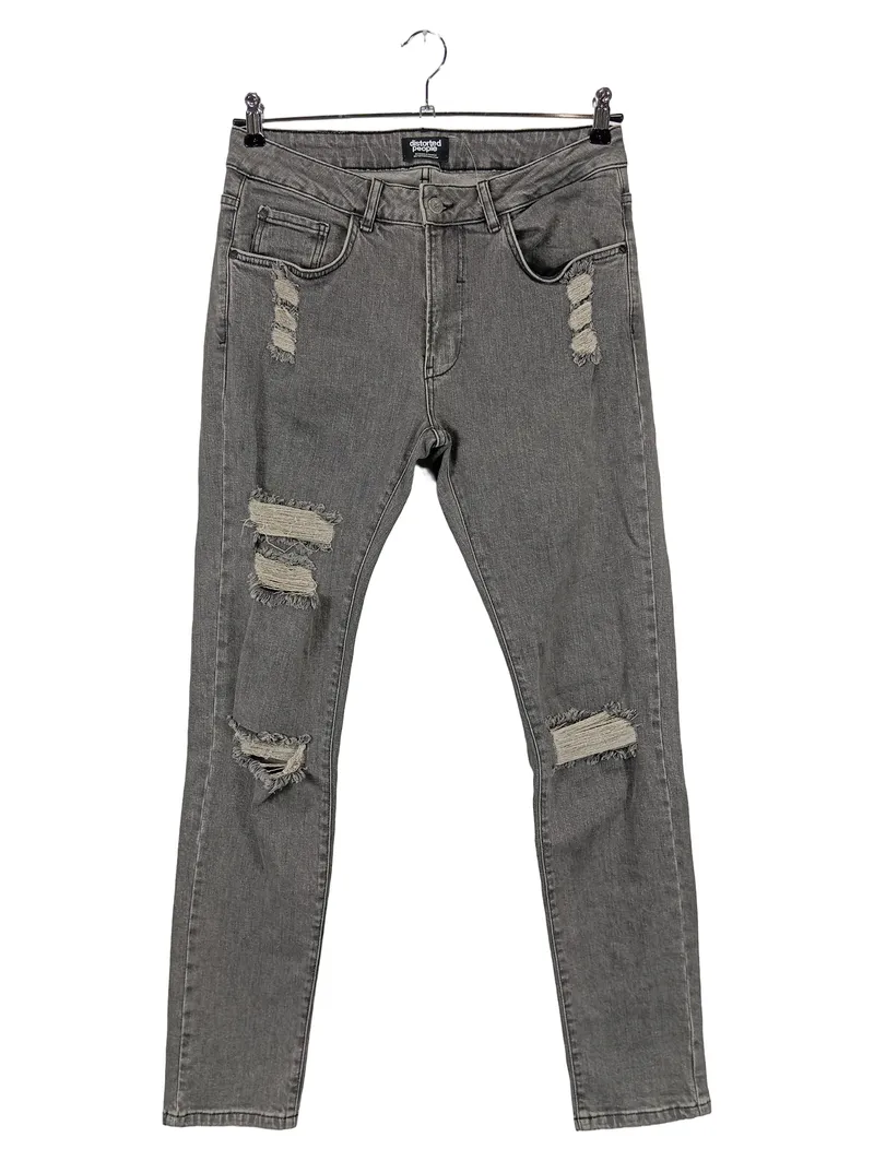 DISTORTED PEOPLE Damen Destroyed Jeans W31/L32 Grau Casual 1