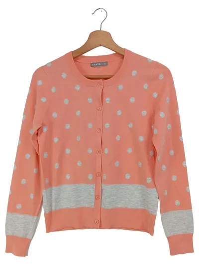 ESISTO Strickjacke Damen Gr. 34/XS Rosa Punkte Vintage Preppy Cardigan