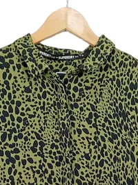 Superdry Damen Blusenkleid Gr. 42/XL Leopardenmuster Grün Tunika 4