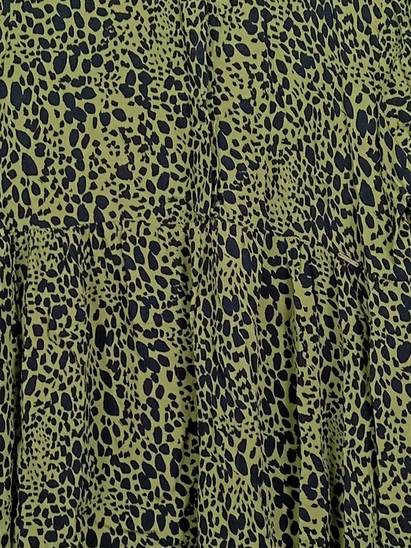 Superdry Damen Blusenkleid Gr. 42/XL Leopardenmuster Grün Tunika 5