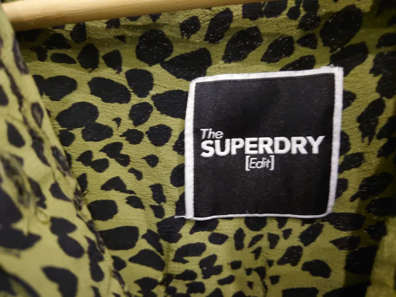 Superdry Damen Blusenkleid Gr. 42/XL Leopardenmuster Grün Tunika 6