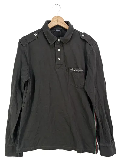 Automobili Lamborghini Poloshirt Herren S/46 Langarm Grau Baumwolle