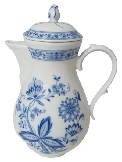 TIRSCHENREUTH Kaffeekanne Zwiebelmuster Porzellan Blau Vintage 24cm