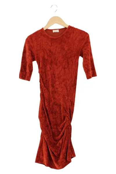 BY MALENE BIRGER Damen Etuikleid Gr. 32/XXS Rot Elegant Viskose Raffungen