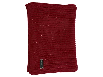 Calvin Klein Damen Schal Rot Glitzer Strick Elegant 200 cm Winterschal