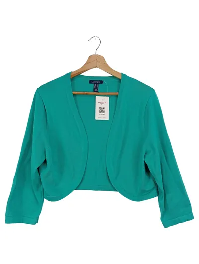 LANDS END Damen Strickjacke Bolero Grün Gr. 40/M Klassisch Elegant
