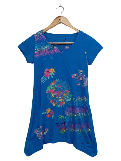 DESIGUAL Damen Freizeitkleid Gr. 32/XXS Blau Blumenmuster Bohemian