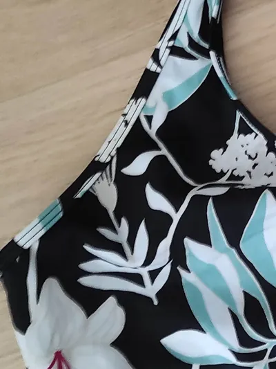 ROXY Damen Sport-BH Blumenmuster Schwarz Türkis Weiß Fitness Yoga