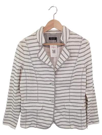 APANAGE Damen Sweatjacke Gr. 44/XXL Grau Gestreift Klassisch Casual