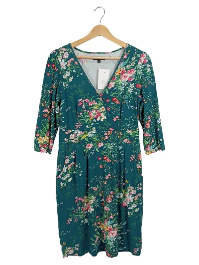 King Louie Damen Wickelkleid Blumenmuster Grün Gr. M Viskose