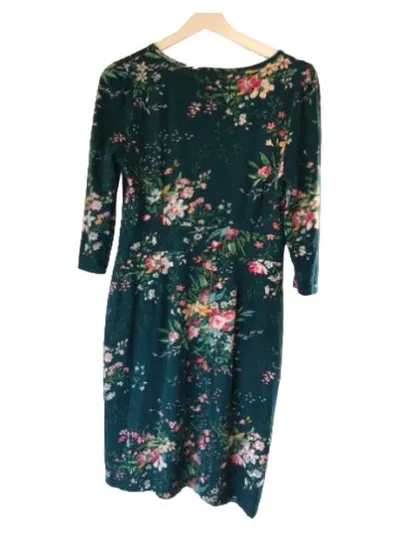 King Louie Damen Wickelkleid Blumenmuster Grün Gr. M Viskose