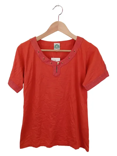 HAMMERSCHMID Damen T-Shirt Gr. 36/S Rot Leinen Viskose Klassisch Casual