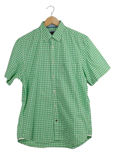 Marc O'Polo Herren Kurzarmhemd kariert Grün Gr. M Casual