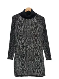 DSQUARED2 Damen Strickkleid Gr. 36/S Schwarz Schlangenmuster Rollkragen Elegant 1