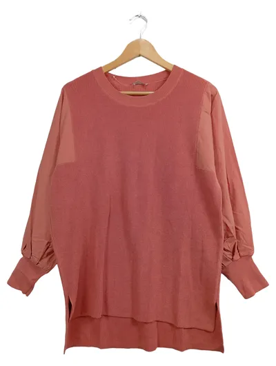 RIANI Damen Pullover Gr. 38 M Pink Strickpullover Langarm Materialmix Casual