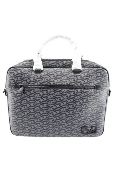 19V69 Italia Damen Laptoptasche Grau Business Elegant Logo-Print 42x34cm