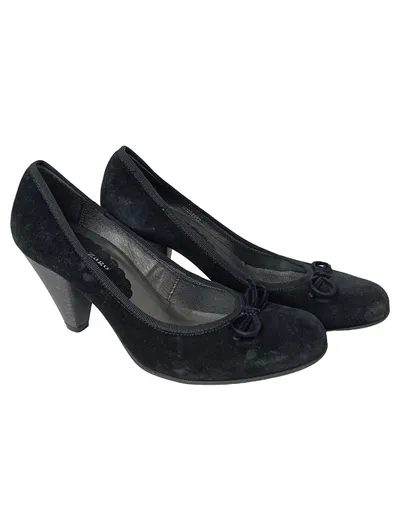 ZANON & ZAGO Klassische Pumps Schleife Wildleder Damen Gr. 39 Schwarz