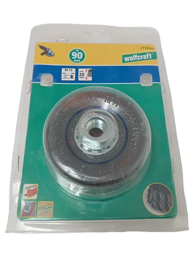 wolfcraft Topfbürste 90mm M14 Drahtbürste für Winkelschleifer Metall