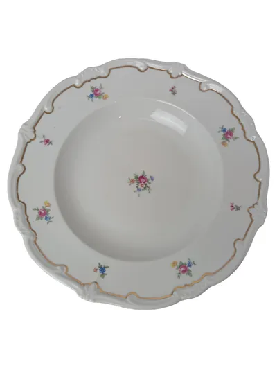 WEIMARER PORZELLAN Suppenteller Katharina Weiß Blumen Klassisch 25cm