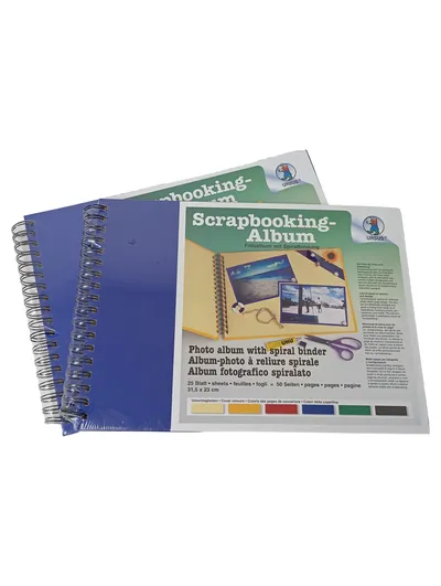 URSUS Scrapbooking Fotoalbum mit Spiralbindung Blau 25 Blatt 31,5x23cm Casual