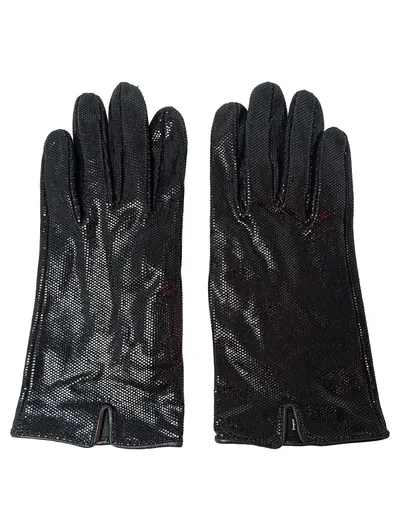 RöCKL Damen Abendhandschuhe Schwarz Leder Elegant Luxuriös Gr. UNI 23cm