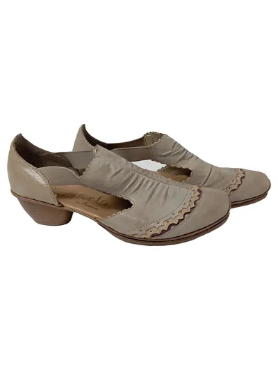 RIEKER Damen Sandalen Gr. 37 Beige Klassisch Casual Comforto Absatzschuhe 4cm