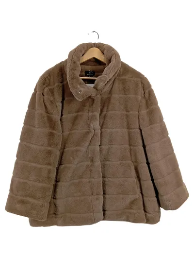 Monari Kunstpelzjacke Damen Gr. 46 Braun Felljacke Kunstfell Winter