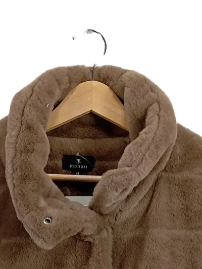 Monari Kunstpelzjacke Damen Gr. 46 Braun Felljacke Kunstfell Winter