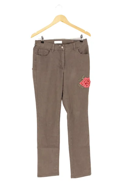 HIMMELBLAU BY LOLA PALTINGER Damen Jeans Straight Leg Gr. 36 Braun Blumen